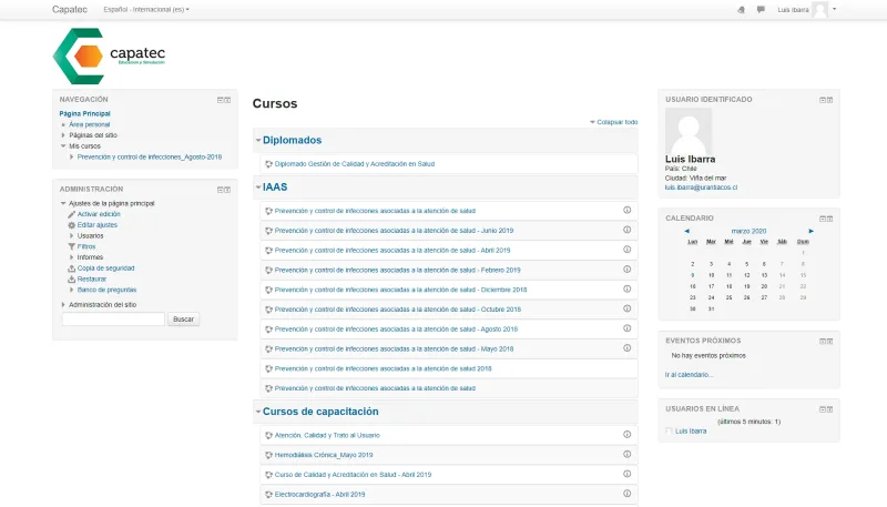Pantalla 2 de Moodle CAPATEC