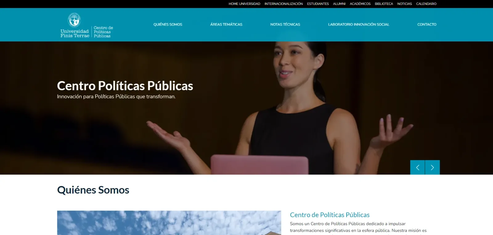 Pantalla principal de Centro Políticas Públicas