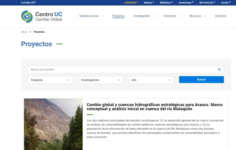 Pantalla 2 de Centro Cambio Global UC
