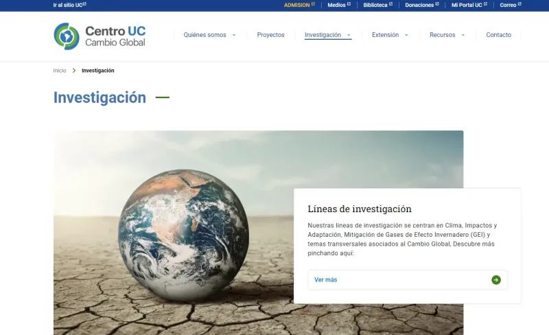 Pantalla 3 de Centro Cambio Global UC