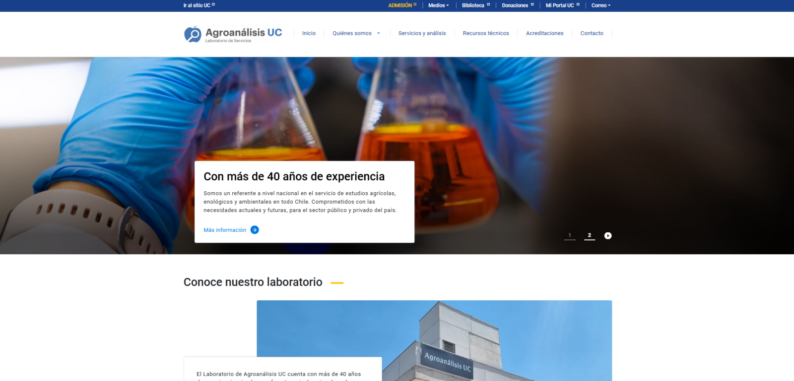 Pantalla principal de Agroanálisis UC