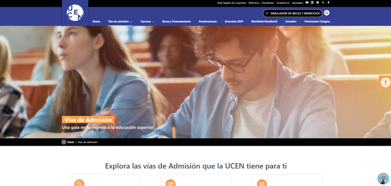 Pantalla 3 de Admisión UCENTRAL