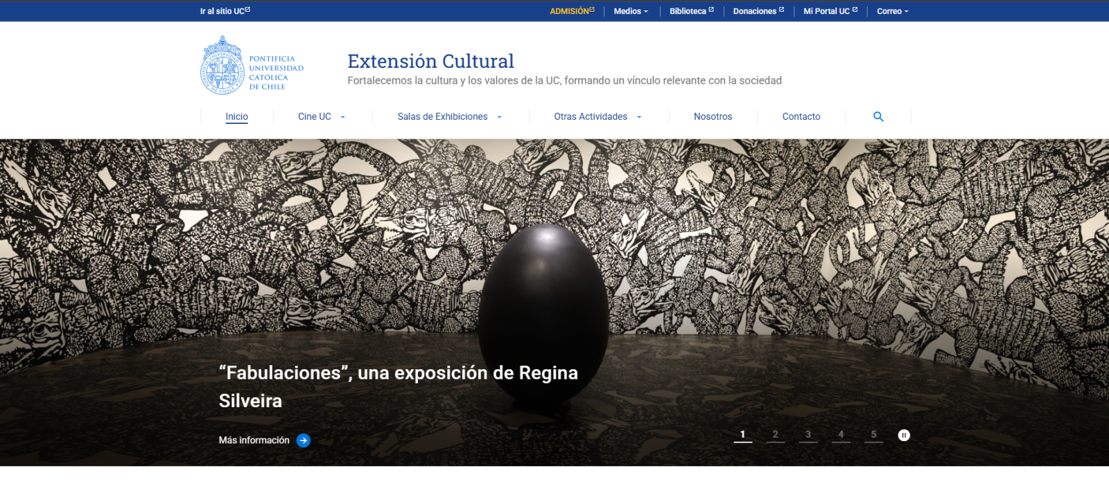 Pantalla principal de Extensión UC
