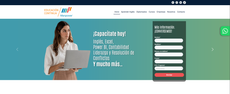 Pantalla 2 de Educación Continua Manpower