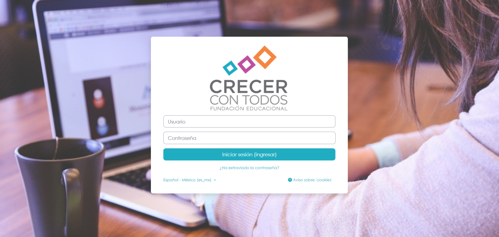 Pantalla principal de Moodle Fundación Crecer Con Todos