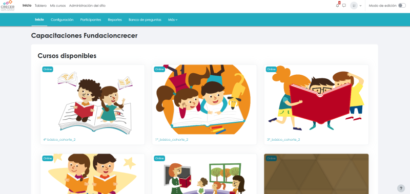 Pantalla 2 de Moodle Fundación Crecer Con Todos