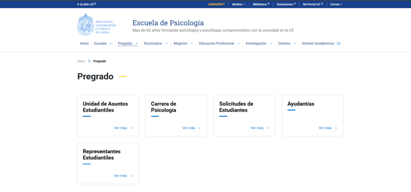 Pantalla 2 de Escuela de Psicología