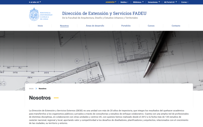 Pantalla 1 de Dirección de Extensión y Servicios FADEU
