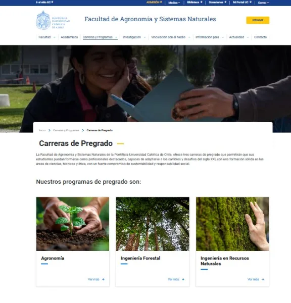 Pantalla 3 de Facultad de Agronomía y Sistemas Naturales
