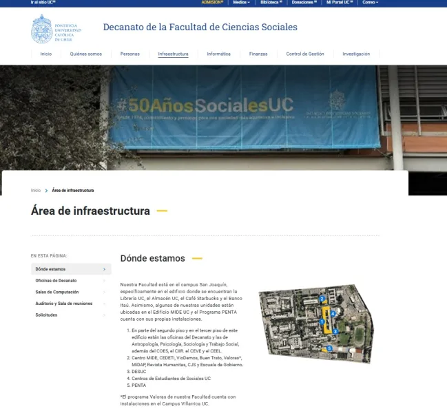 Pantalla 4 de Decanato de la Facultad de Ciencias Sociales