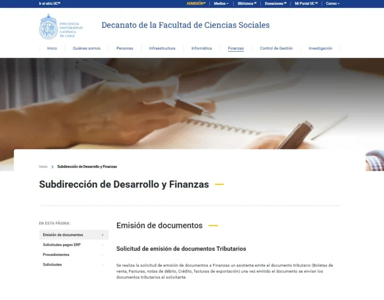 Pantalla 6 de Decanato de la Facultad de Ciencias Sociales