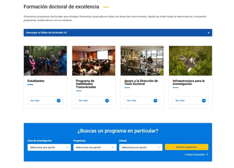 Pantalla 2 de Escuela de Graduados