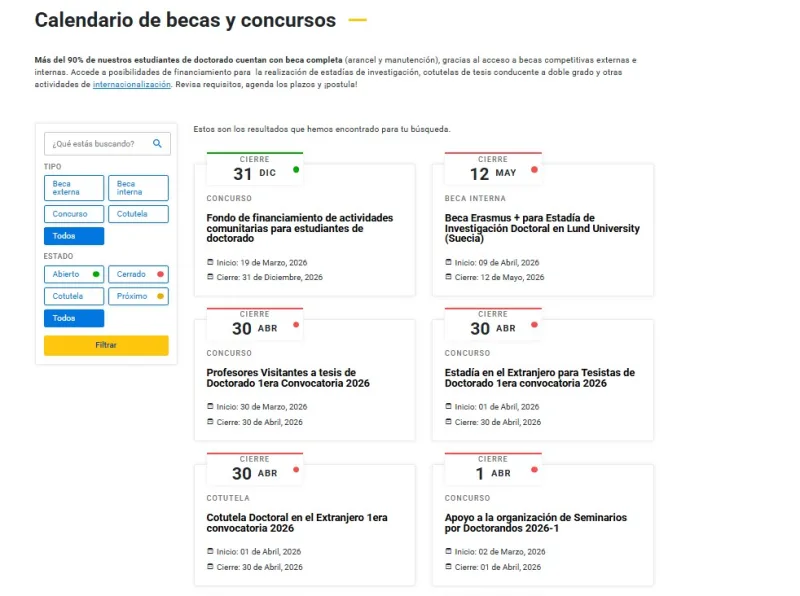 Pantalla 6 de Escuela de Graduados