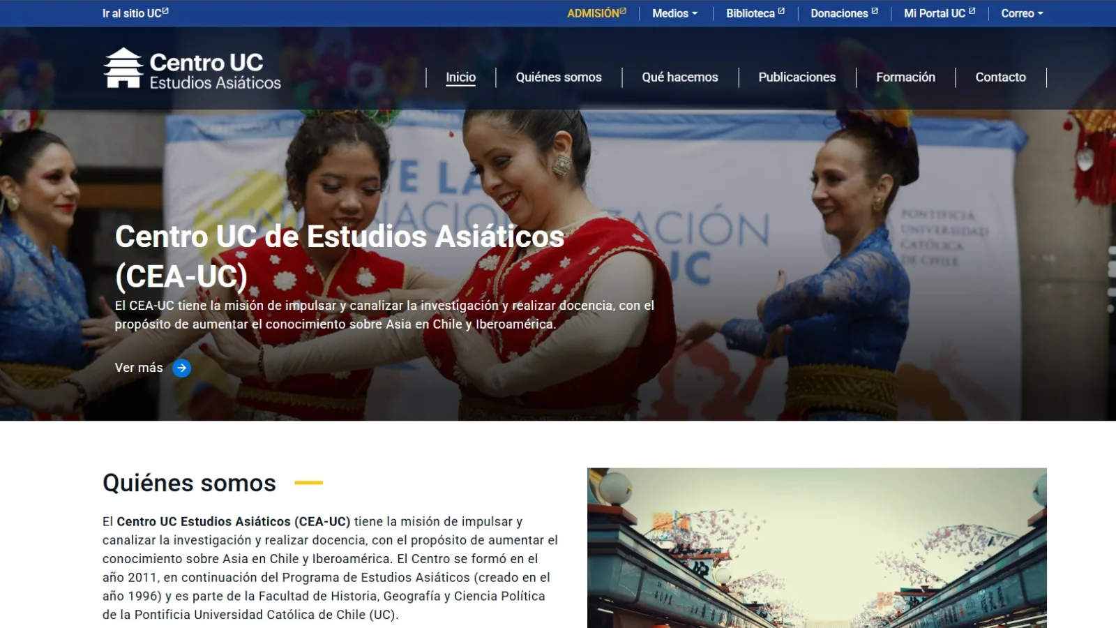 Pantalla principal de Centro de Estudios Asiáticos
