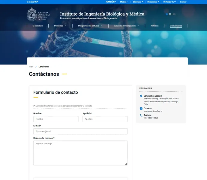 Pantalla 6 de Instituto de Ingeniería Biológica y Médica