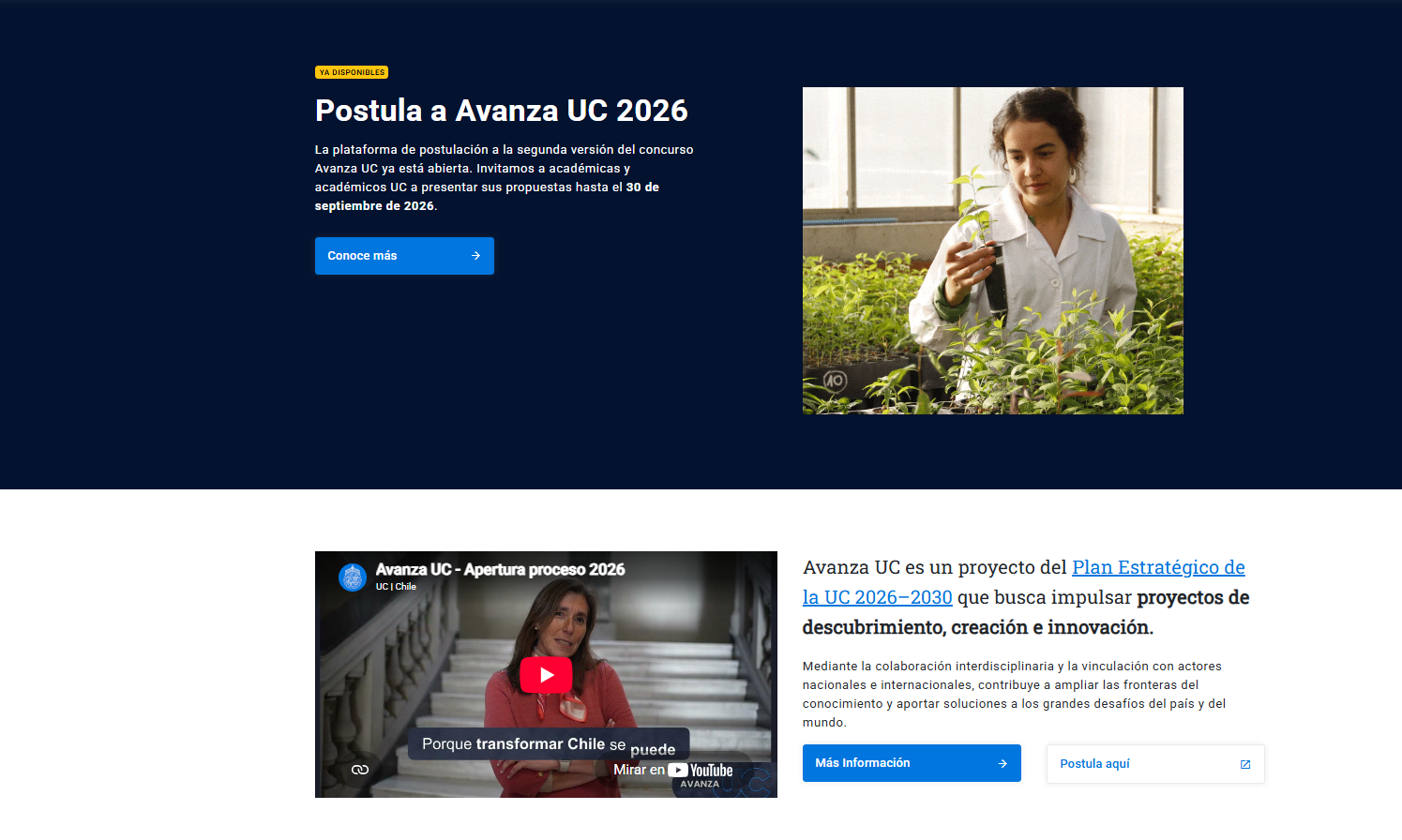 Pantalla principal de Avanza UC