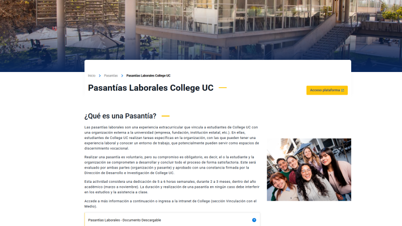 Pantalla 1 de Construye tu futuro en College UC