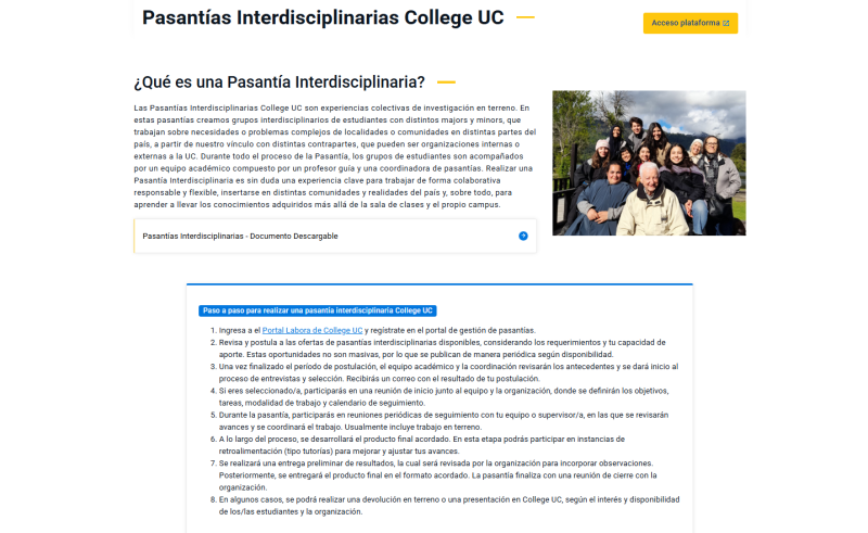 Pantalla 2 de Construye tu futuro en College UC