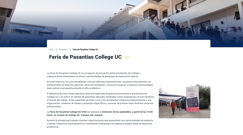 Pantalla 3 de Construye tu futuro en College UC