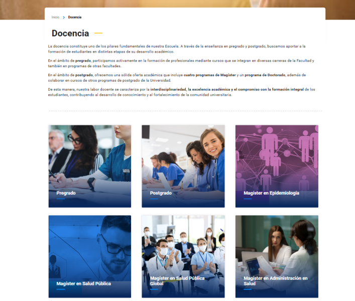 Pantalla 2 de Escuela de Salud Pública