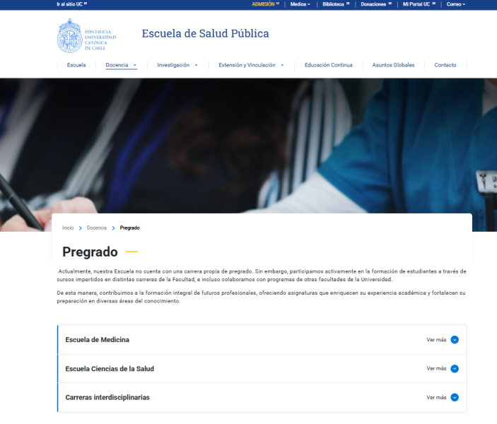 Pantalla 3 de Escuela de Salud Pública