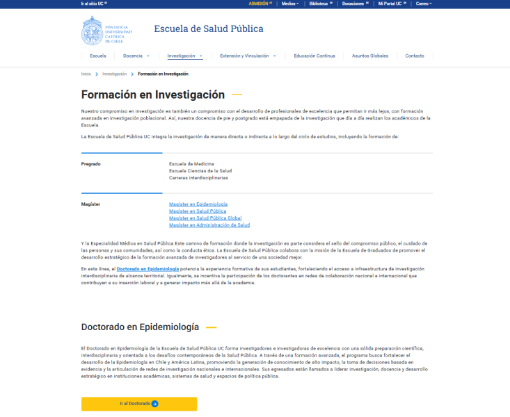 Pantalla 5 de Escuela de Salud Pública