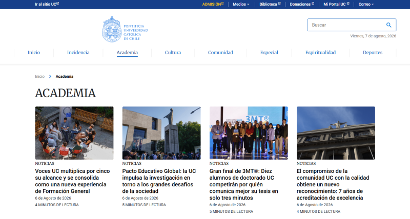 Pantalla 3 de Visión Universitaria