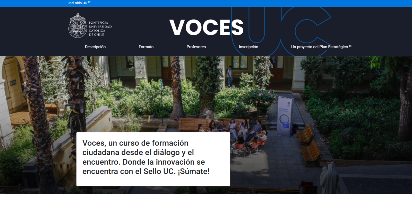 Pantalla principal de Voces UC