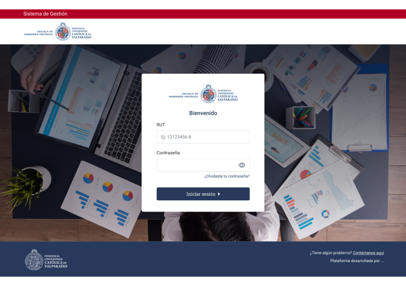 Pantalla 1 de Plataforma Intranet Escuela de Ingeniería Mecánica