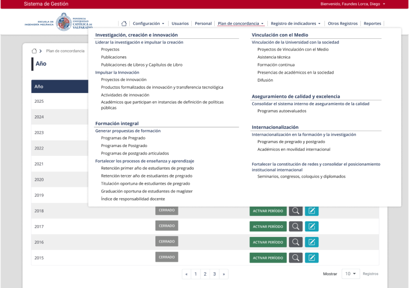 Pantalla 5 de Plataforma Intranet Escuela de Ingeniería Mecánica