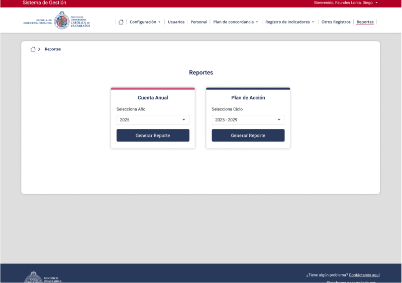 Pantalla 6 de Plataforma Intranet Escuela de Ingeniería Mecánica