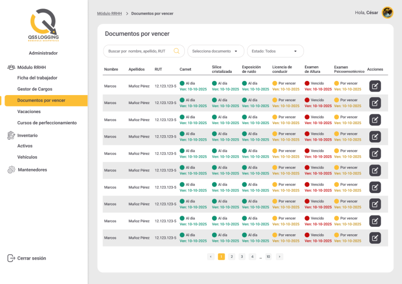 Pantalla 3 de Plataforma QSS Logging