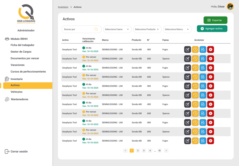 Pantalla 6 de Plataforma QSS Logging