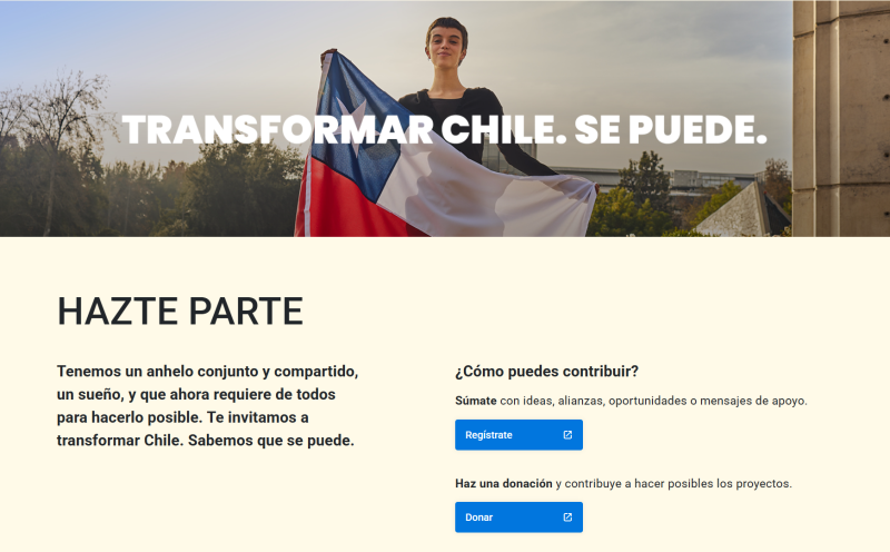 Pantalla 6 de Transformar Chile. Es posible