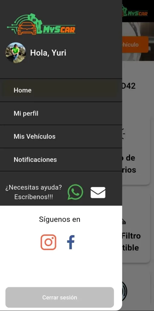 Pantalla 1 de la app MySCar y Licitaapp