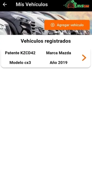 Pantalla 2 de MySCar: bitácora vehicular