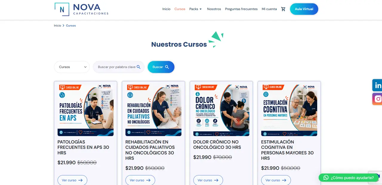 Catálogo de cursos online de Nova Capacitaciones